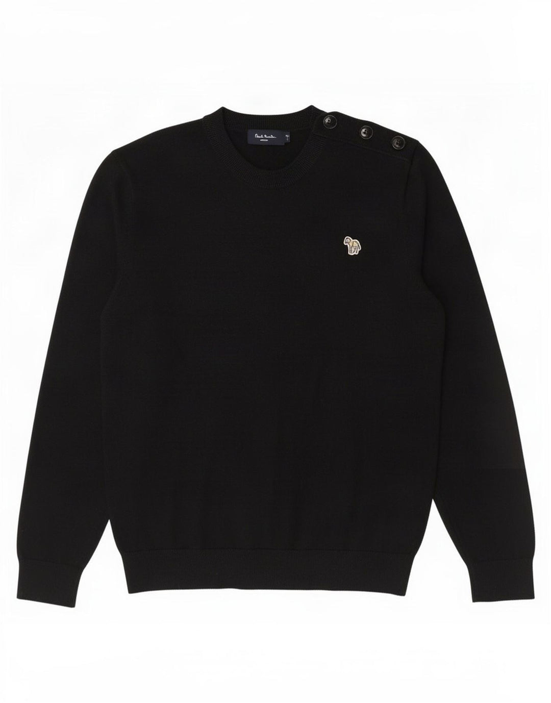 Paul Smith Herren-Pullover mit Rundhalsausschnitt, groß, aus schwarzer Baumwolle