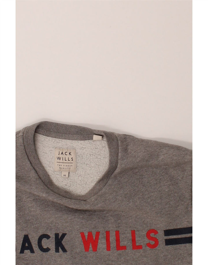 JACK WILLS Mens Graphic Sweatshirt Jumper XS Grey Cotton Vintage Jack Wills and Second-Hand Jack Wills from Messina Hembry 