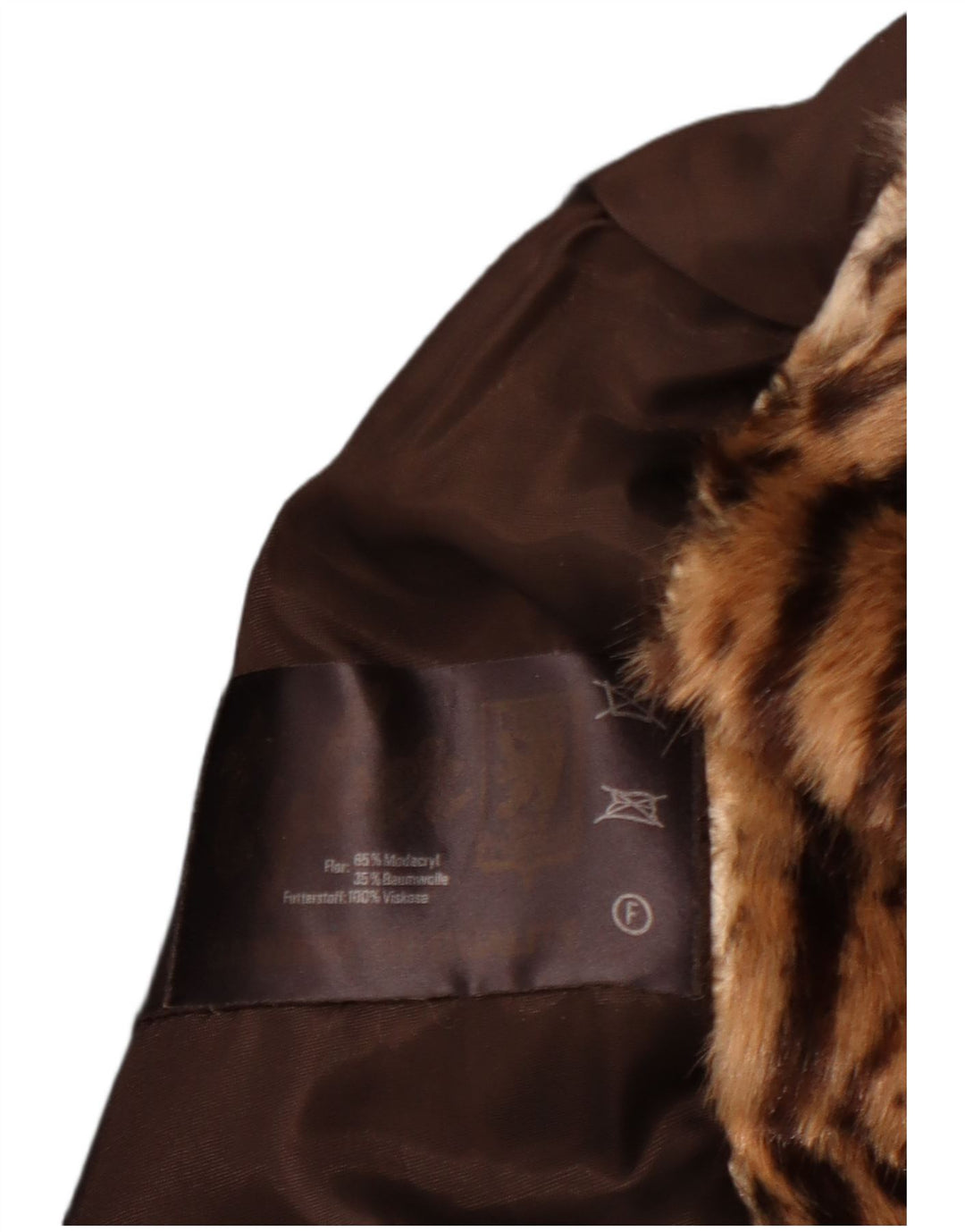 VINTAGE Damen Kunstpelzjacke EU 40 Mittelbraunes Modacryl mit Tiermuster