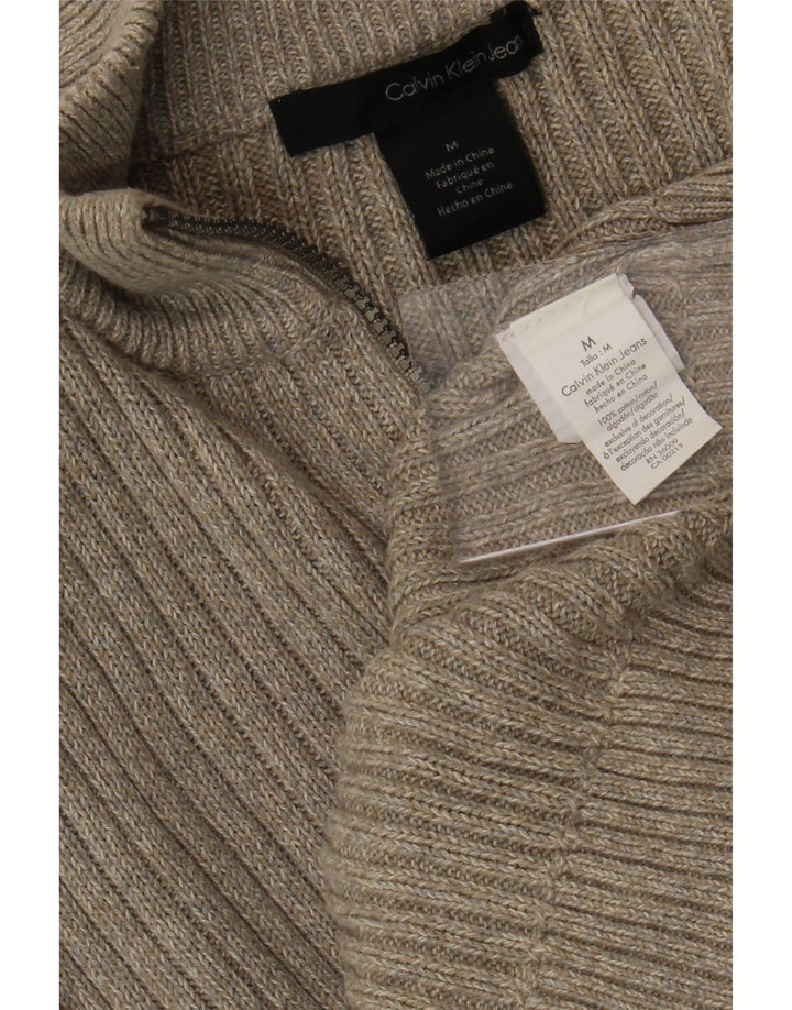 CALVIN KLEIN JEANS Herren Pullover mit Reißverschluss am Hals Mittelbeige meliert
