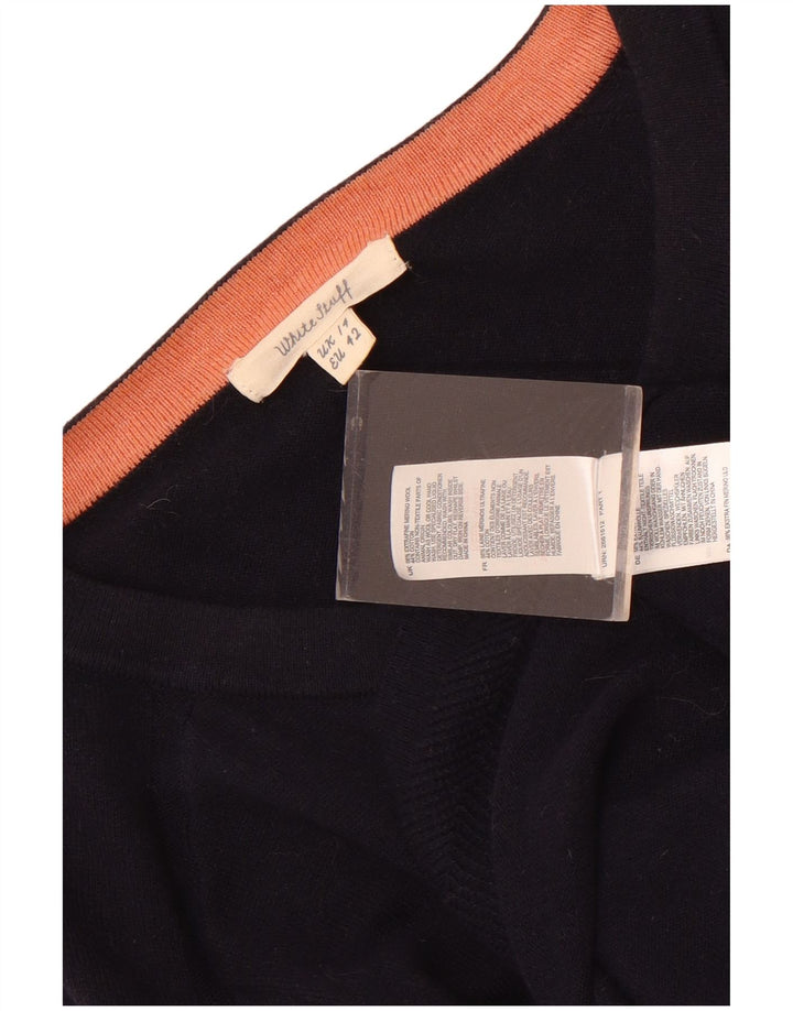 White Stuff Damen Crop Cardigan Pullover UK 14 Große Marineblaue Wolle