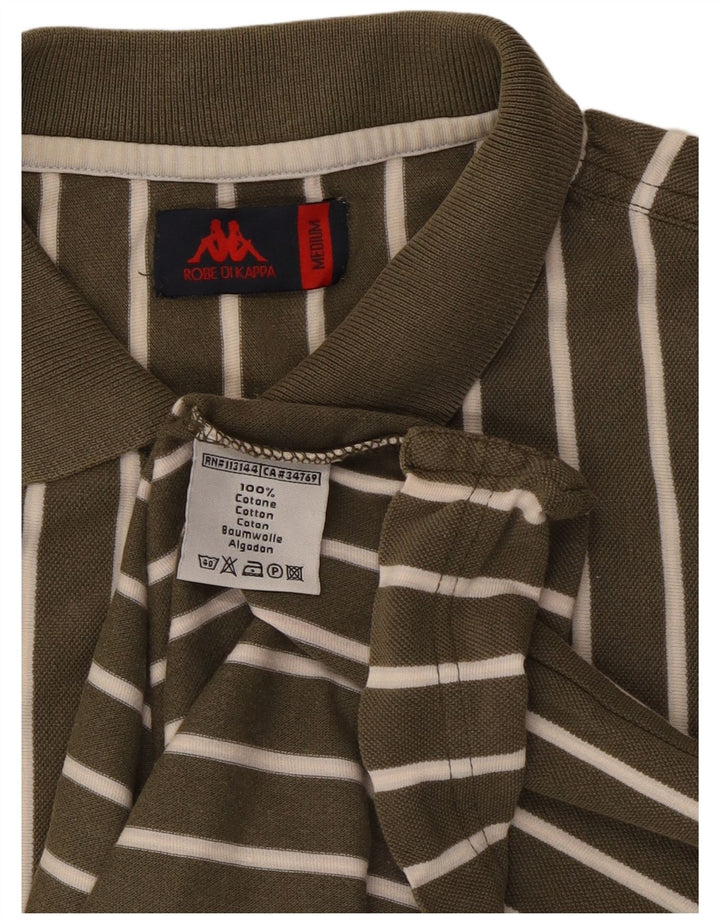 Kappa Herren-Poloshirt aus mittelkhakifarbener, gestreifter Baumwolle