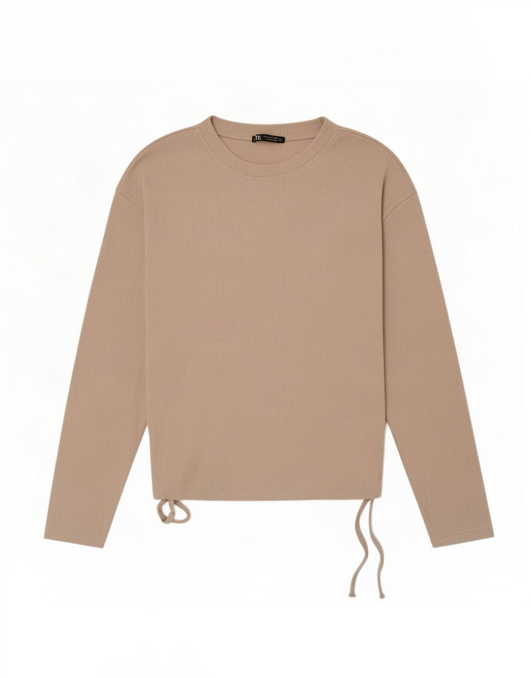 Zara Damen Top Langarm UK 10 Small Beige Polyester