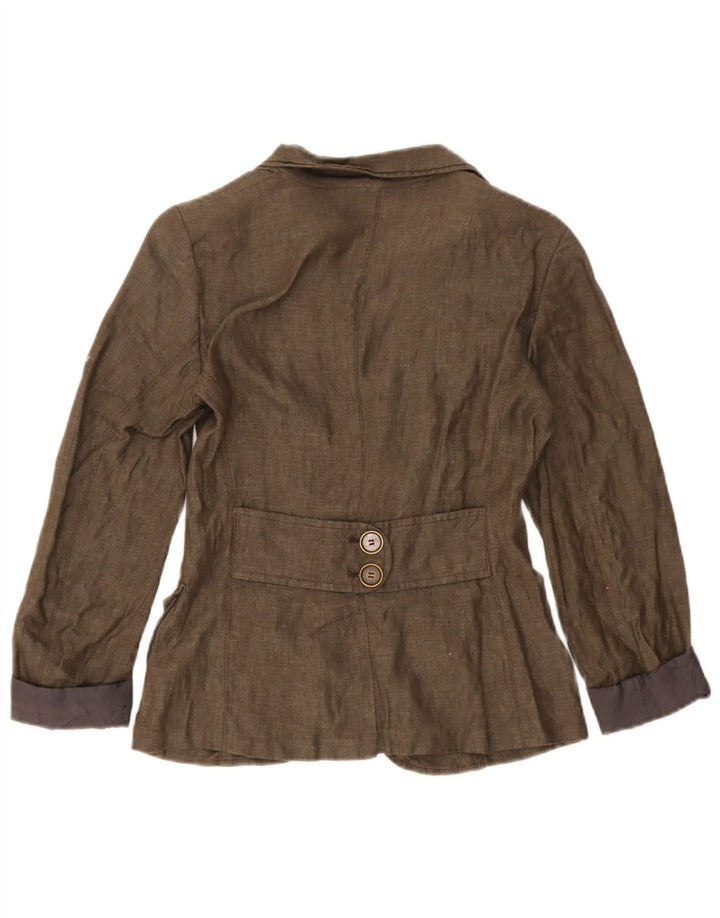 Max & Co. Damen 2-Knopf-Blazerjacke UK 6 XS Braunes Leinen