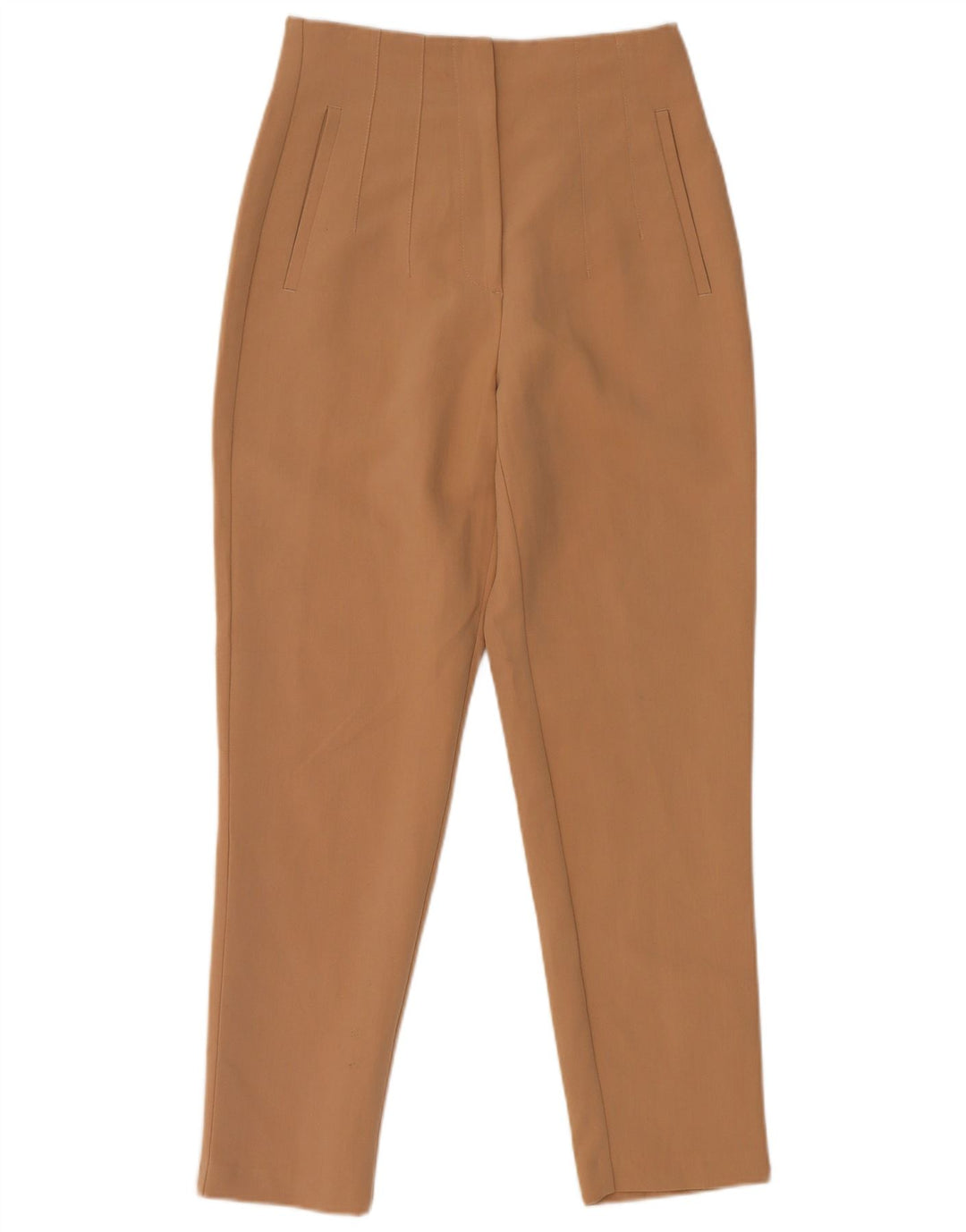 Zara Damen Tapered Chino-Hose, Größe S, W26, L26, Braun, Polyester