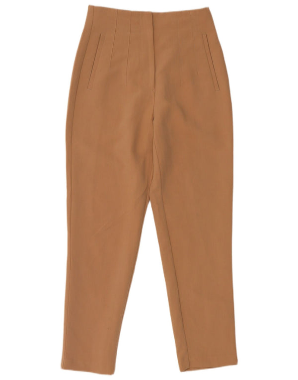 Zara Damen Tapered Chino-Hose, Größe S, W26, L26, Braun, Polyester