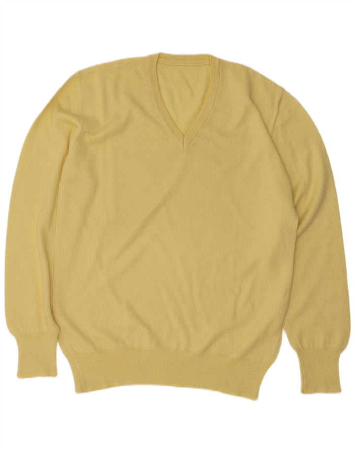 Vintage Herren V-Ausschnitt Pullover Pullover mittelgelbe Wolle