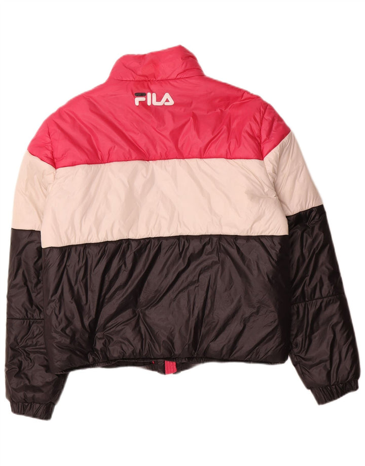 Fila Damen Wattierte Jacke UK 16 Large Mehrfarbiges Colourblock-Polyester