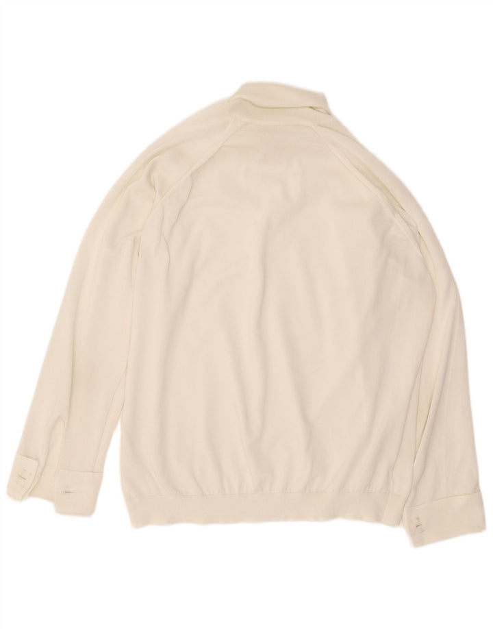 Vintage Damen Übergroße Langarmbluse Top UK 16 Large Weiß