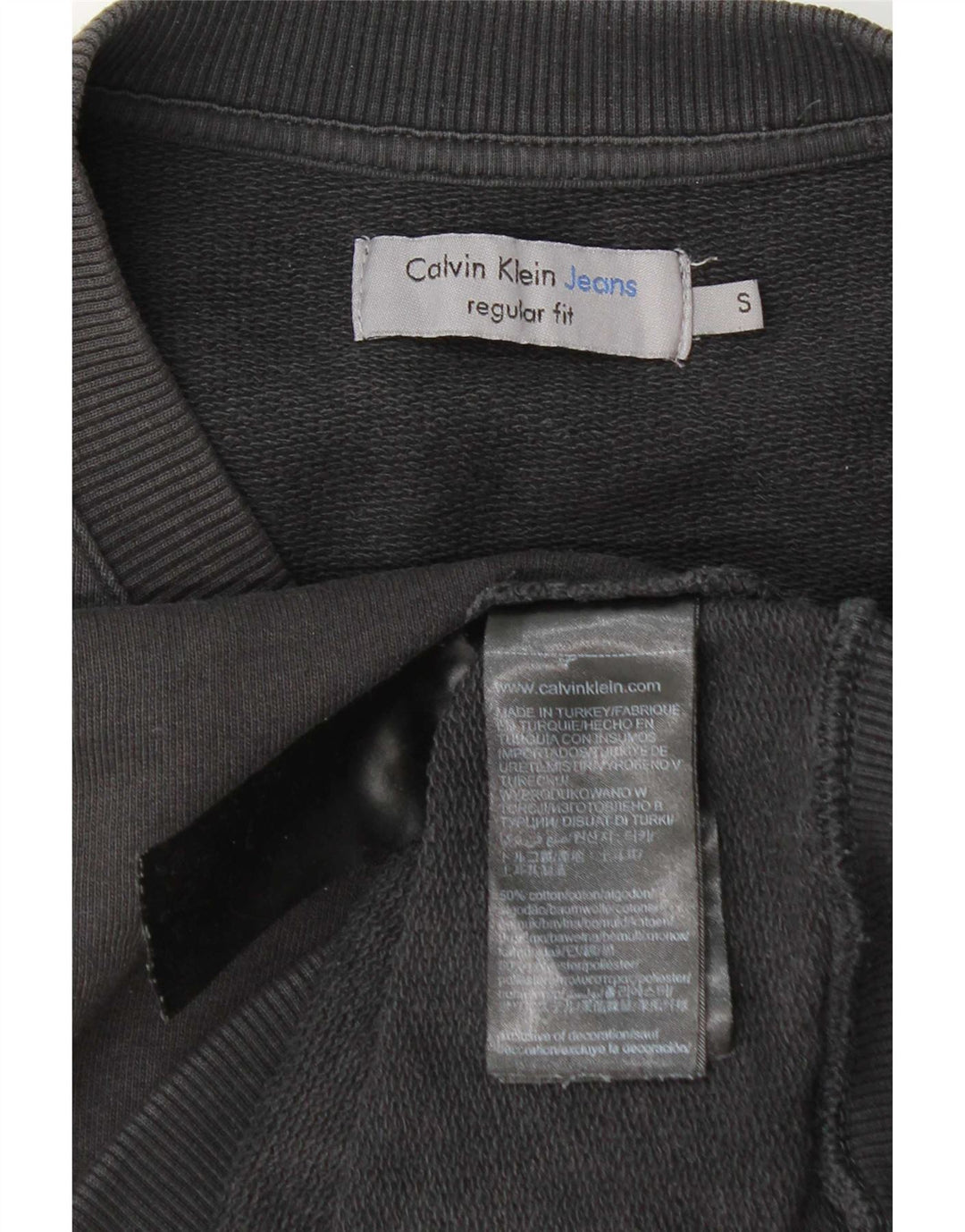 Calvin Klein Jeans Herren-Sweatshirt mit normaler Passform, Größe S, graue Baumwolle