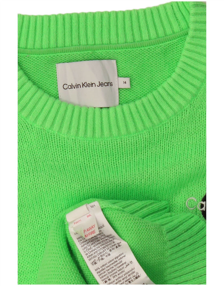CALVIN KLEIN JEANS Damen Pullover mit Rundhalsausschnitt, UK 14, Mittelgrün
