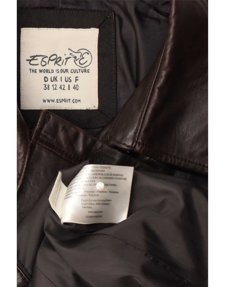 Esprit Damen Zweireihige Lederjacke UK 12 Mittelbraunes Lammleder