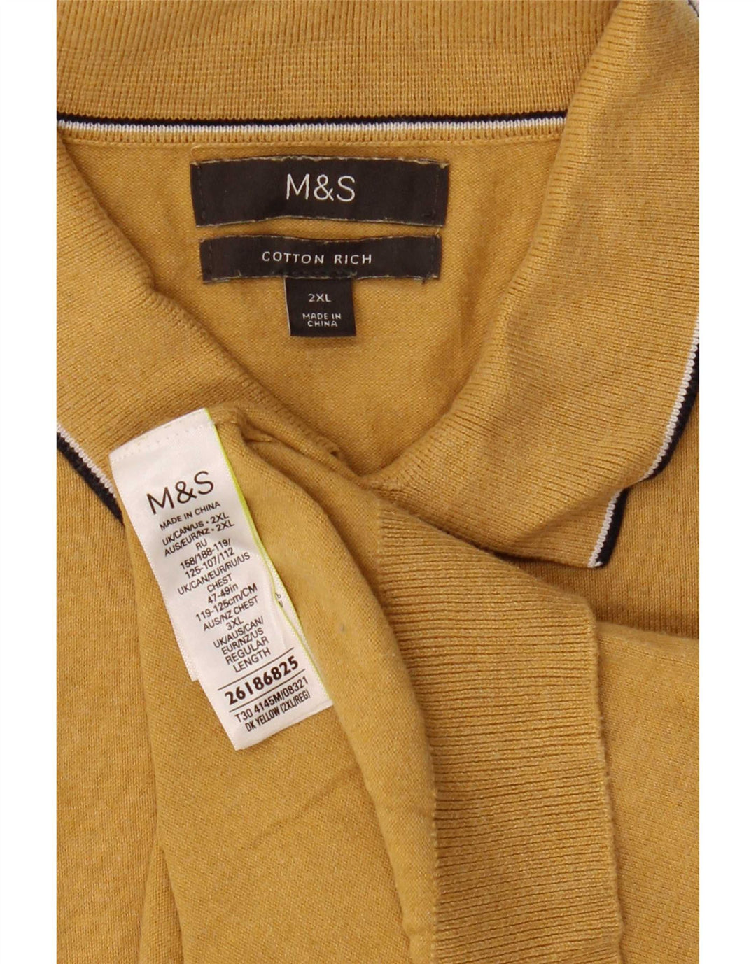 Marks & Spencer Herren Poloshirt 2XL Gelb Baumwolle