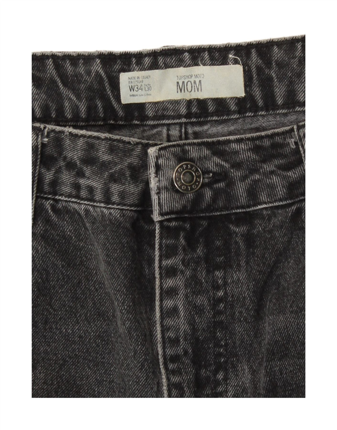 Topshop Damen Mom Tapered Jeans W34 L26 Grau