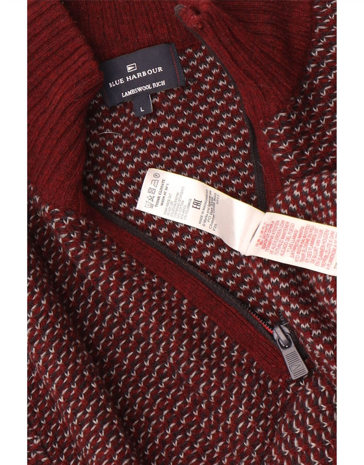 Marks & Spencer Herren Blauer Harbor-Pullover mit Reißverschluss am Kragen, Größe L, Burgunderrot