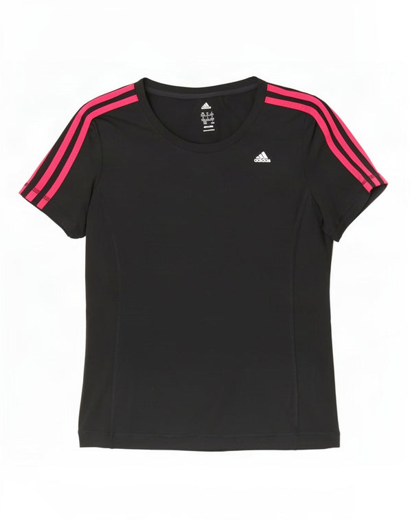 Adidas Damen Climalite T-Shirt Top UK 12/14 Medium Schwarz Polyester