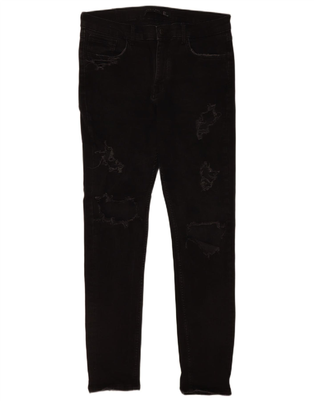 Zara Herren Distressed Skinny Jeans EU 40 Medium W31 L29 Schwarz