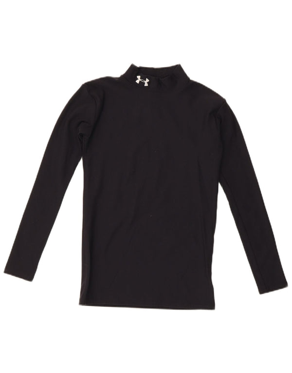 Under Armour Jungen-Oberteil, langärmlig, 11–12 Jahre, Größe L, schwarzes Nylon