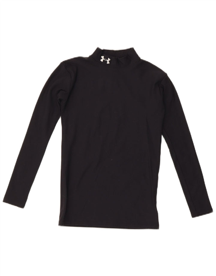 Under Armour Jungen-Oberteil, langärmlig, 11–12 Jahre, Größe L, schwarzes Nylon