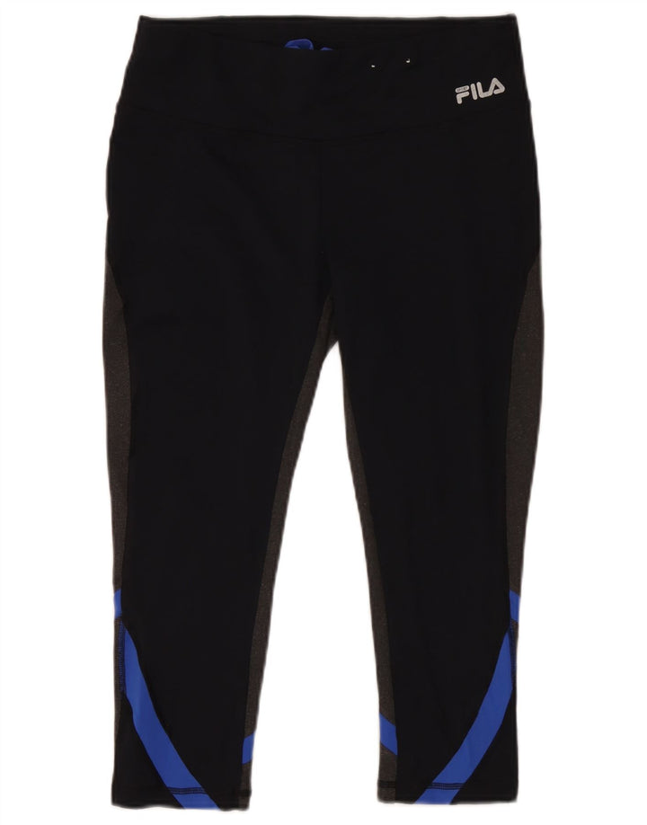 Fila Damen Capri-Leggings UK 14 Mittelschwarzes Colourblock-Polyester