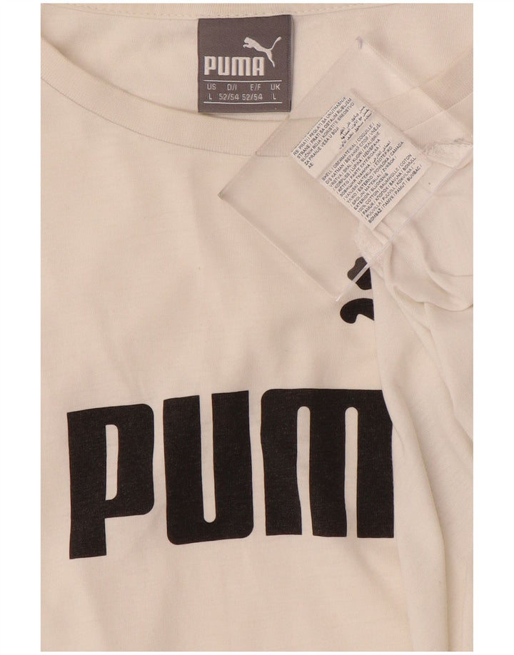 PUMA Mens Graphic Top Long Sleeve Large White Cotton