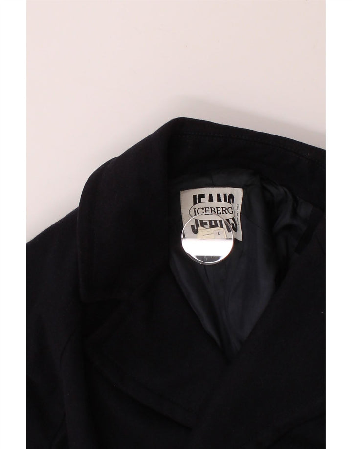 ICEBERG Mens Double Breasted Coat UK 40 Large Navy Blue Vintage Iceberg and Second-Hand Iceberg from Messina Hembry 