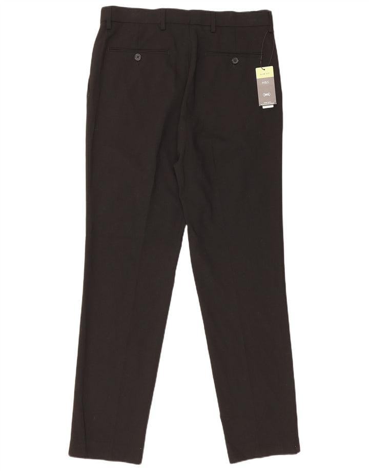Marks & Spencer Herren Slim Fit Chinohose W32 L31 Schwarz Polyester