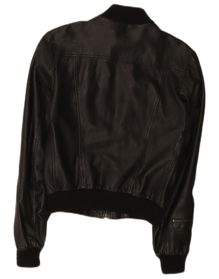 Vintage Damen Lederjacke IT 42 Mittelschwarzes Leder
