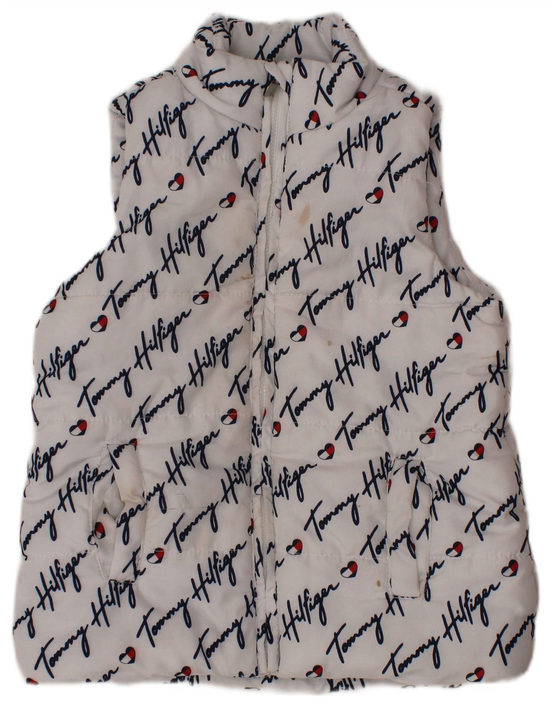 TOMMY HILFIGER Steppweste mit Grafik für Mädchen, 3–4 Jahre, weißes Polyester
