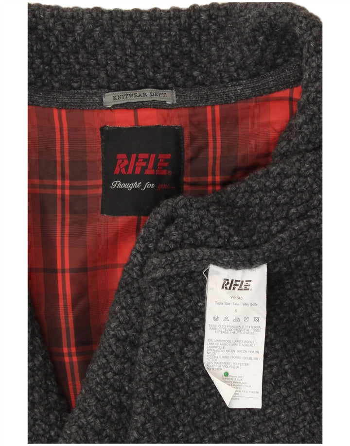 RIFLE Damen Strickmantel UK 10 Small Graue Lammwolle