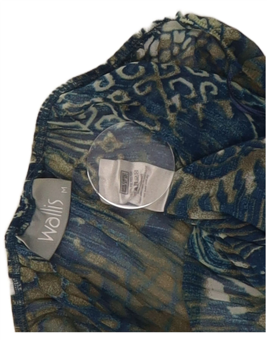 Wallis Langarm-Stufenkleid für Damen UK 12 Mittelblaues Paisley-Polyester