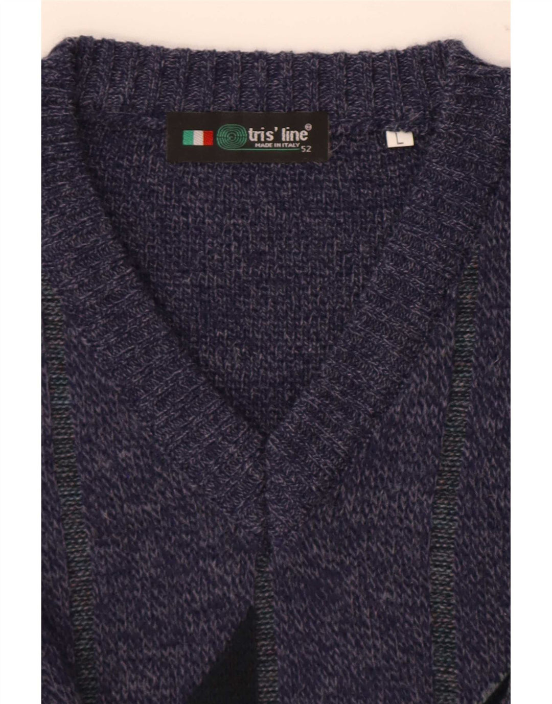 Tris Line Herren-Pullover mit V-Ausschnitt, groß, marineblau, geometrisch