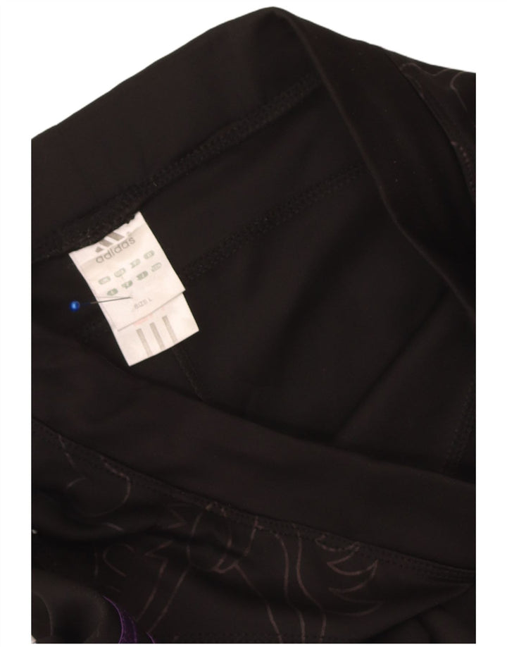 Adidas Damen Graphic Leggings UK 14 Large Schwarz Polyester