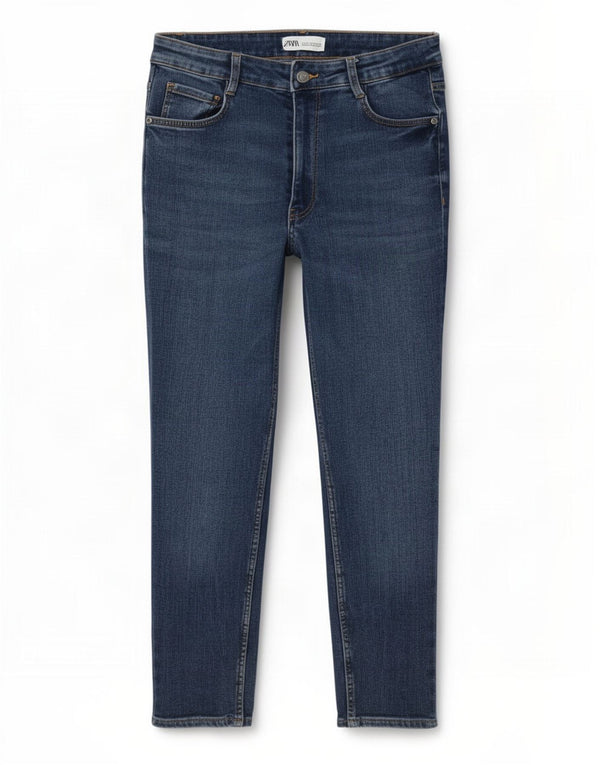 Zara Damen Crop Skinny Jeans EU 40 Medium W30 L24 Blaue Baumwolle