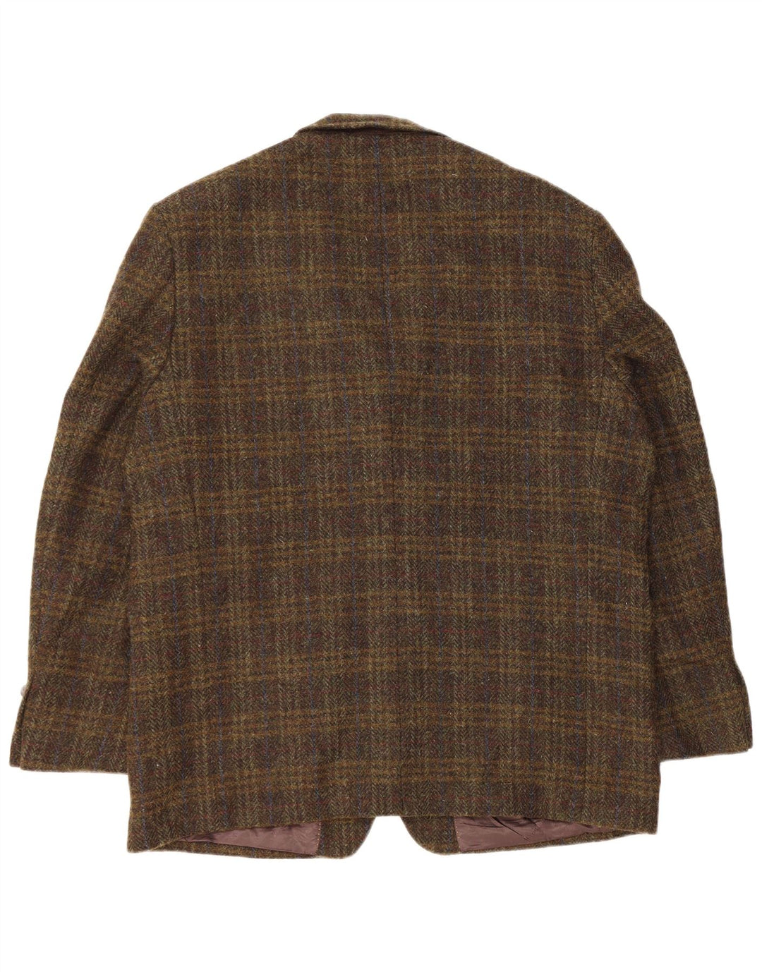 Harris Tweed Herren-Blazer mit 2 Knöpfen, UK 46 3XL, Khaki-Karo-Schurwolle