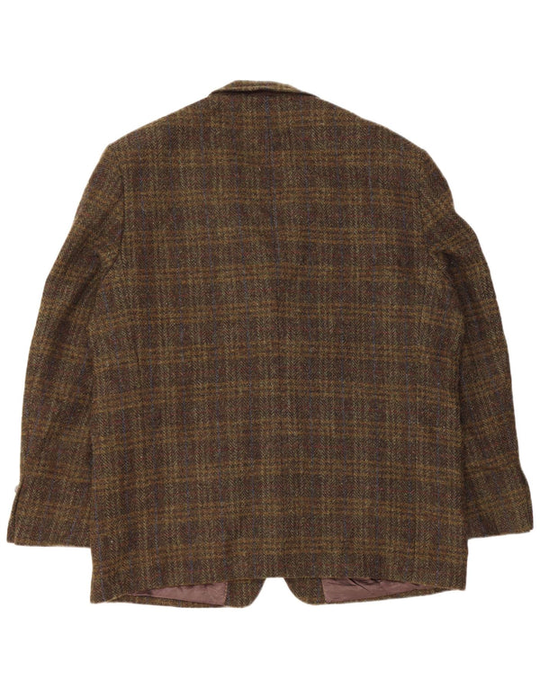 Harris Tweed Herren-Blazer mit 2 Knöpfen, UK 46 3XL, Khaki-Karo-Schurwolle
