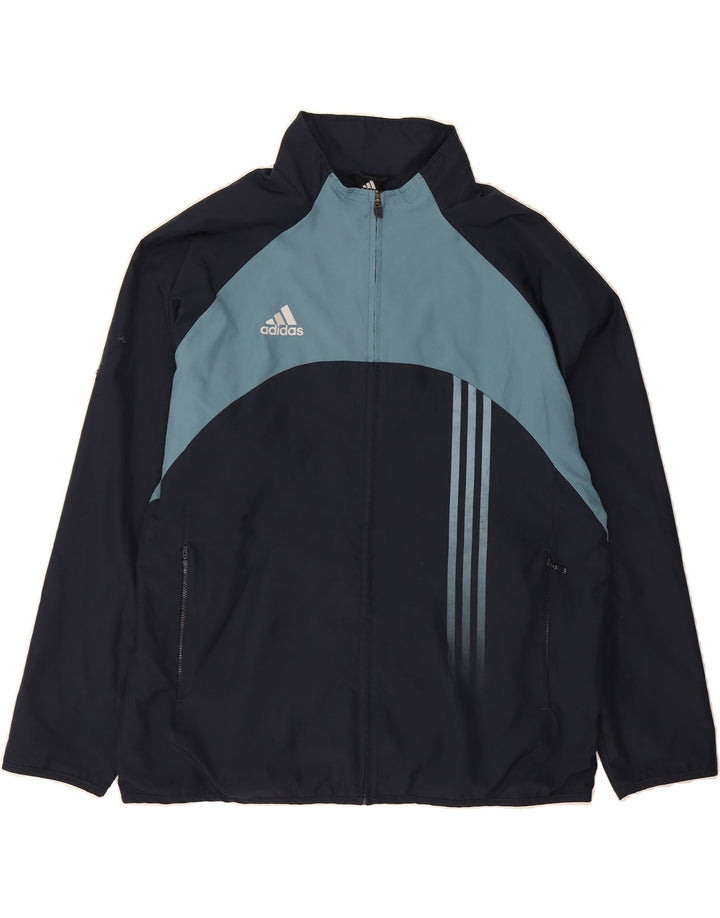 ADIDAS Mens Tracksuit Top Jacket IT 42/44 Large Navy Blue Colourblock Vintage Adidas and Second-Hand Adidas from Messina Hembry 