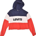 LEVI'S Womens Crop Graphic Hoodie Jumper UK 6 XS Multicoloured Colourblock | Vintage Levi's | Thrift | Second-Hand Levi's | Used Clothing | Messina Hembry 