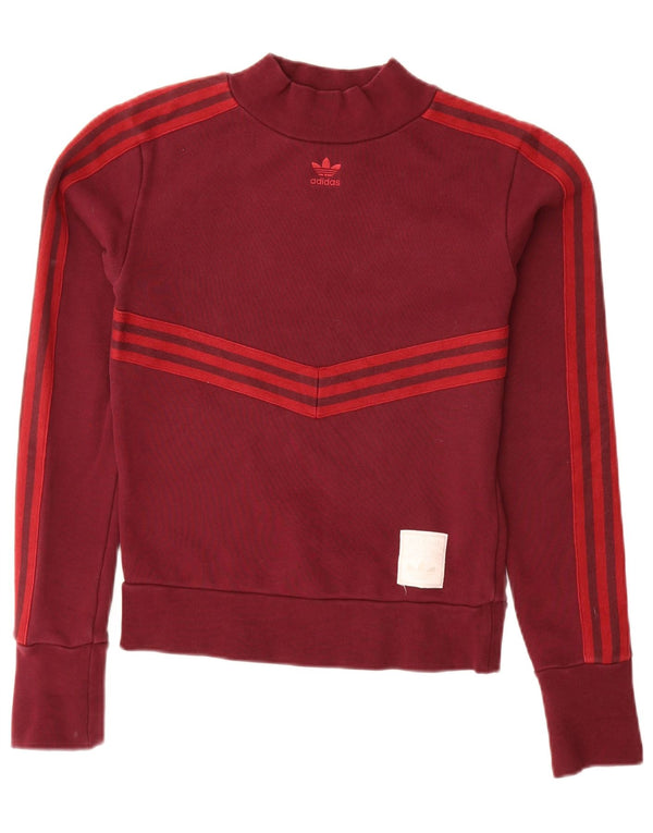 Adidas Damen Sweatshirt Pullover UK 6 XS Burgund Baumwolle