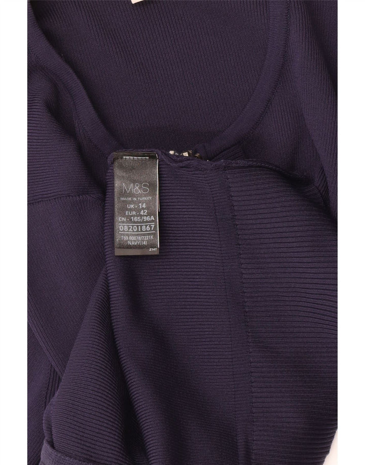 Marks & Spencer Damen-Cardigan-Pullover UK 14 Medium Navy Blue Polyamid