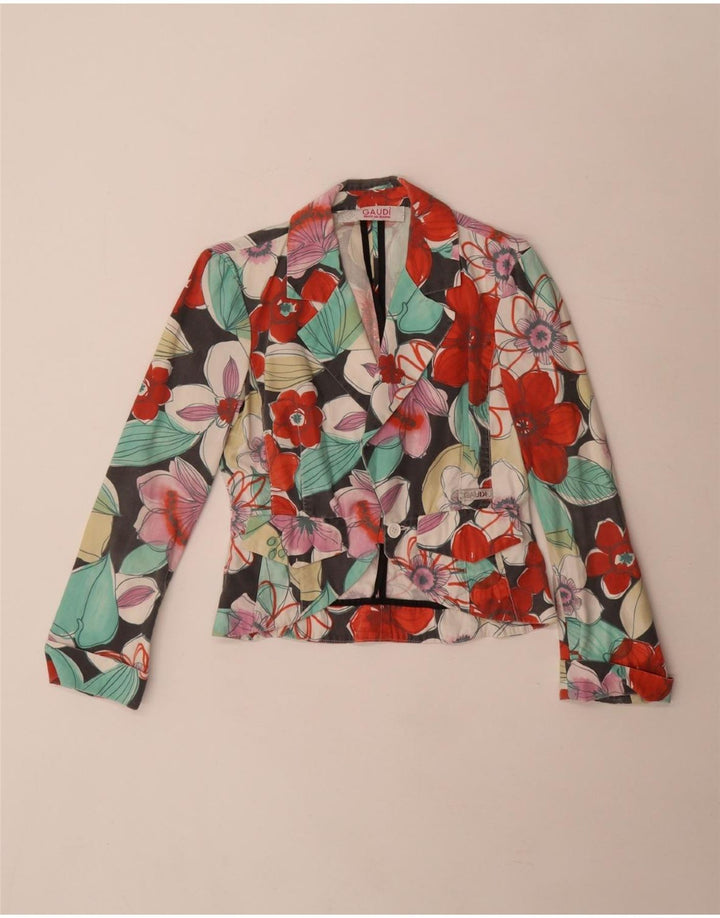 Gaudi Damen-Blazerjacke mit 2 Knöpfen, EU 40, mittelgroß, mehrfarbig, Blumenmuster