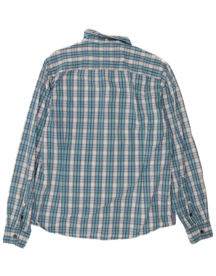 White Stuff Slim-Fit-Hemd für Herren aus mittelblauer Baumwolle mit Karomuster