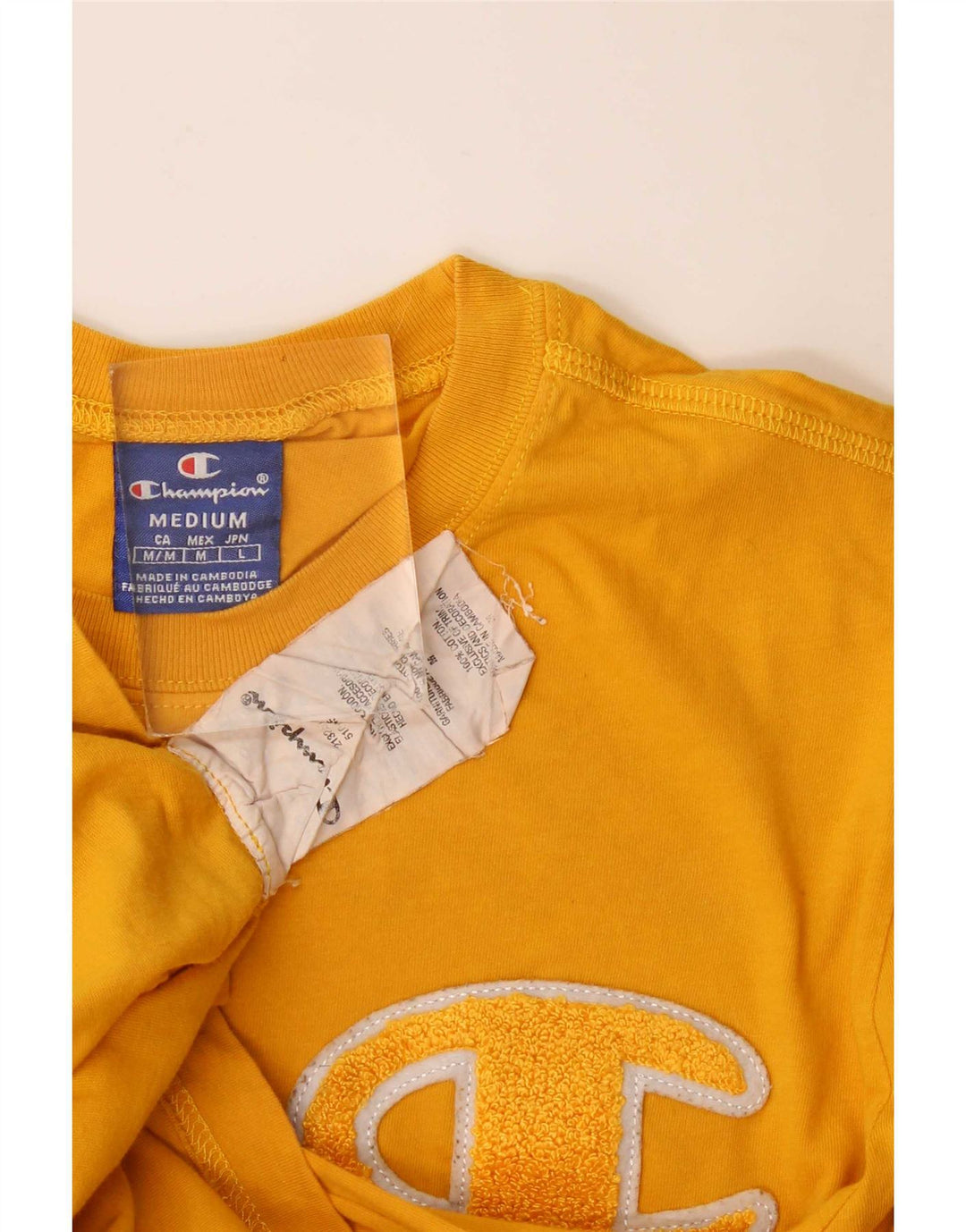 Champion Herren-T-Shirt mit Grafik, mittelgelbe Baumwolle