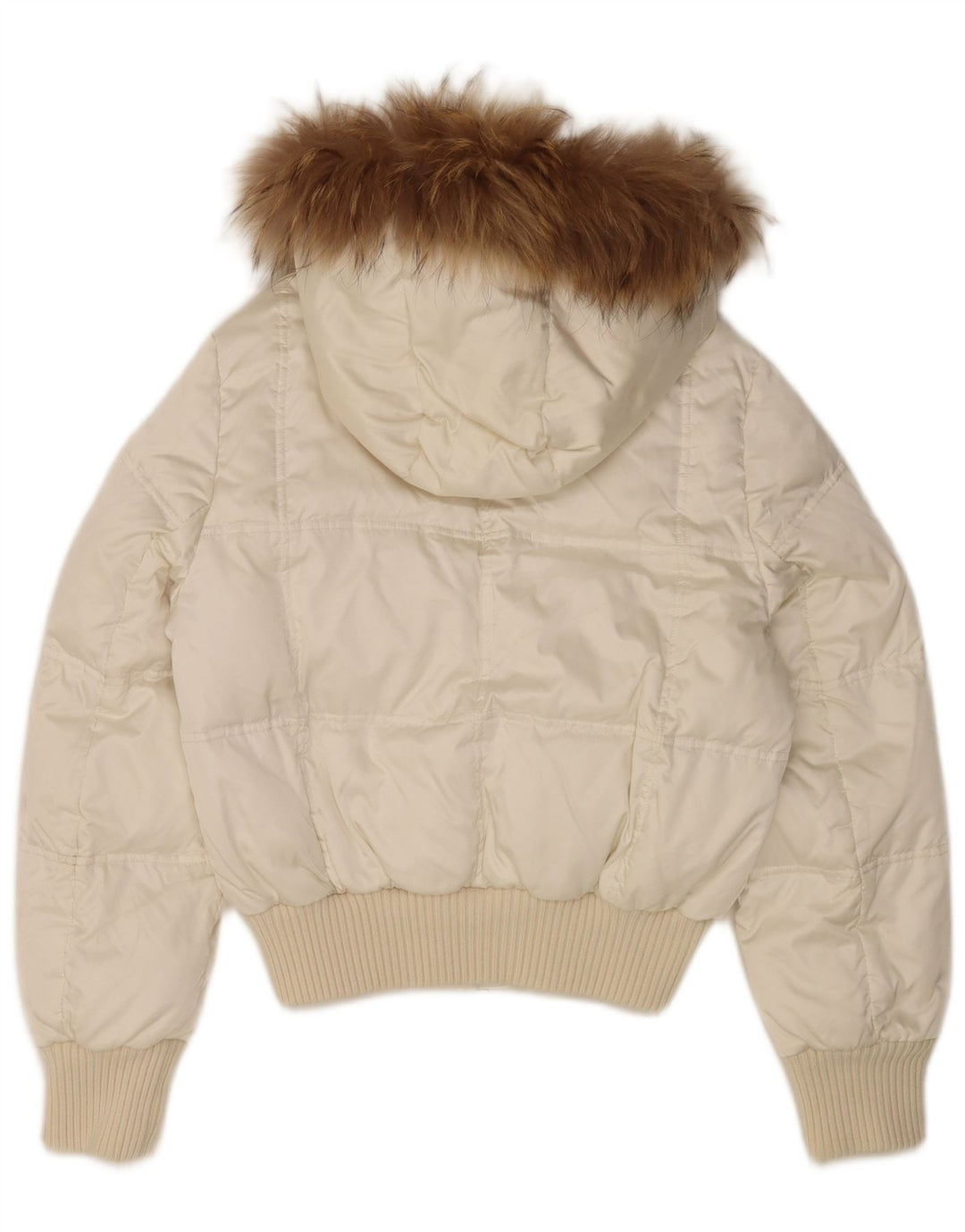 Gepolsterte Vintage-Damenjacke mit Kapuze, UK 14, mittelweißes Nylon