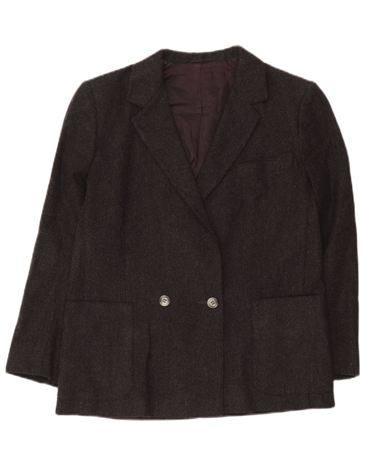Vintage Damen Zweireihige Blazerjacke UK 12 Mittelgrau