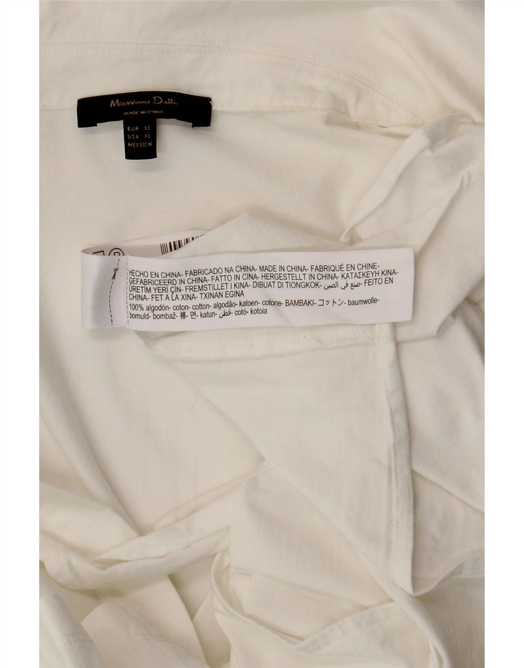 MASSIMO DUTTI Damen Pullover-Hemdbluse UK 6 XS Weiße Baumwolle