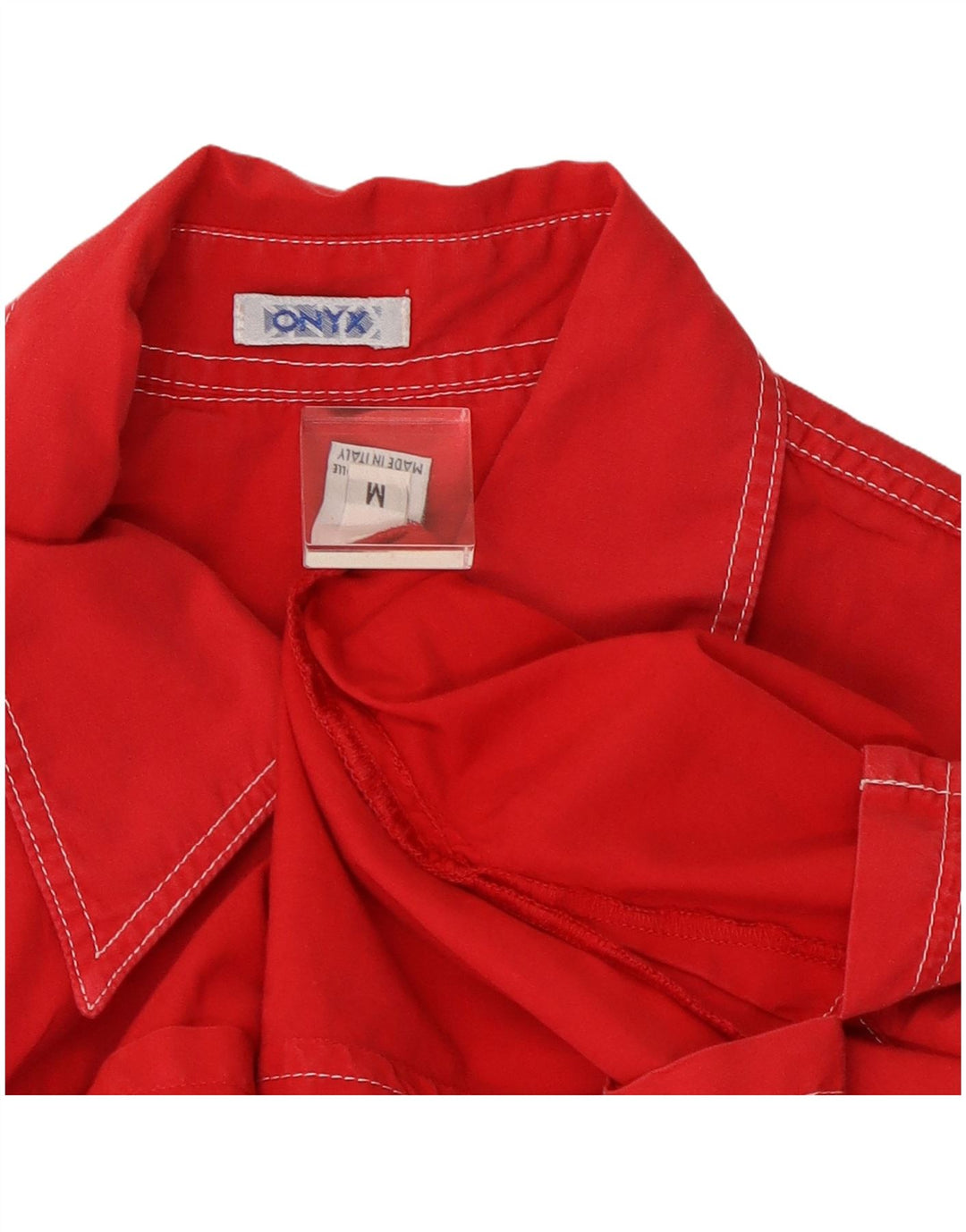 Onyx Damen Kurzarmhemd UK 12 Mittelrote Baumwolle