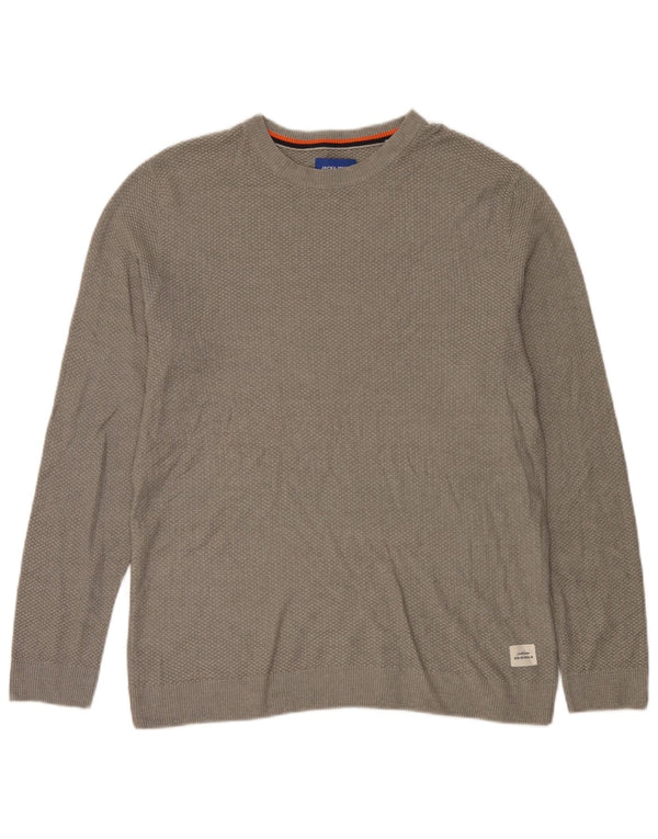 Jack & Jones Herren-Pullover mit U-Boot-Ausschnitt, XL, graue Baumwolle