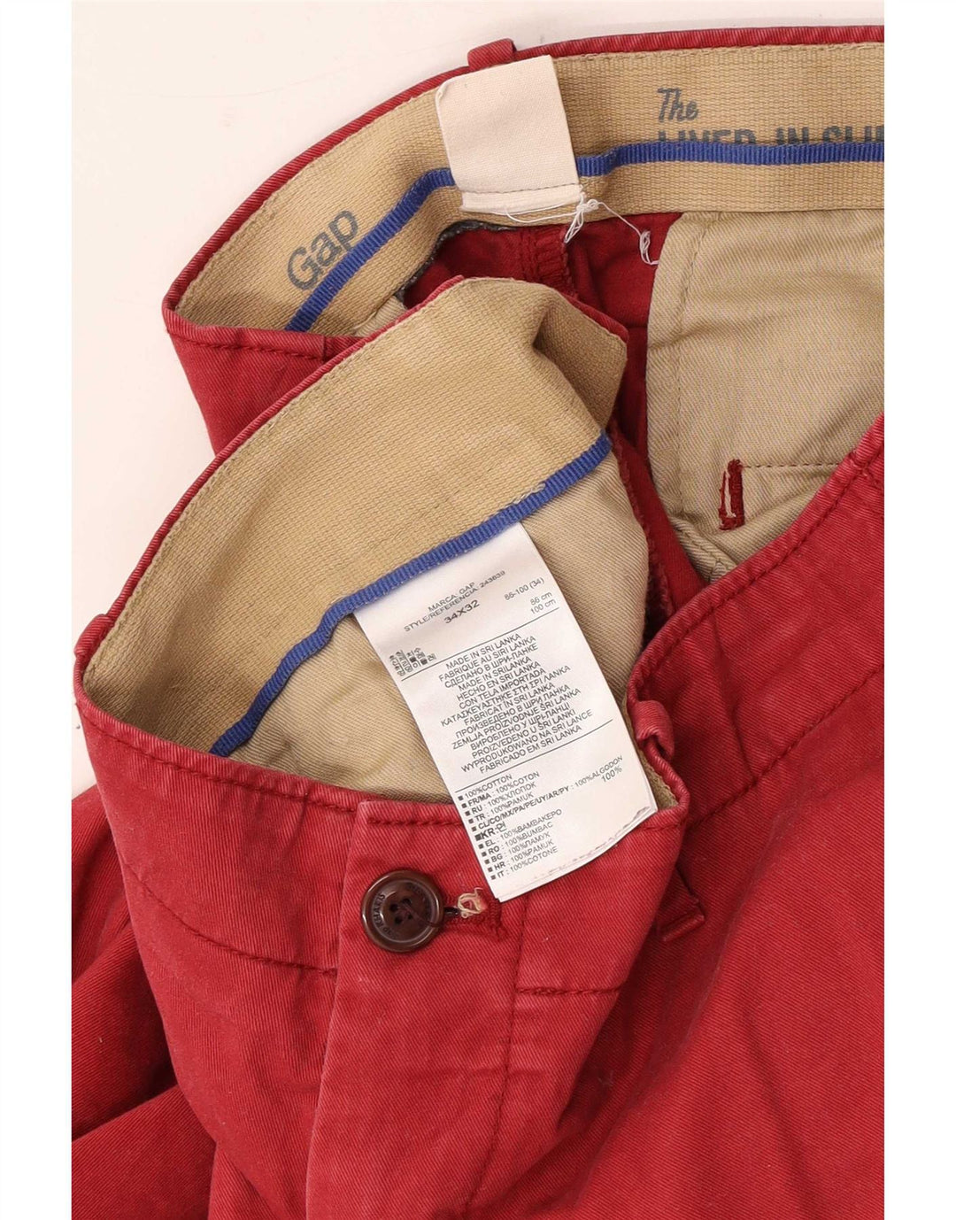 Gap gerade Chino-Hose für Herren, W34, L32, rote Baumwolle