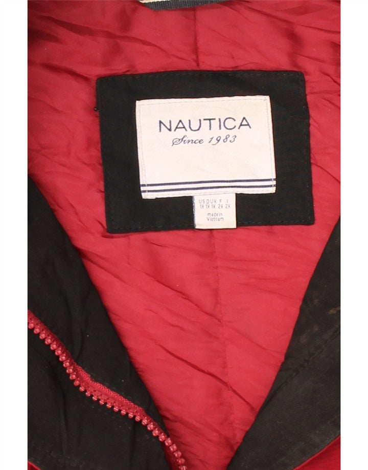 NAUTICA Womens Hooded Windbreaker Jacket UK 18 XL Red Polyester Vintage Nautica and Second-Hand Nautica from Messina Hembry 